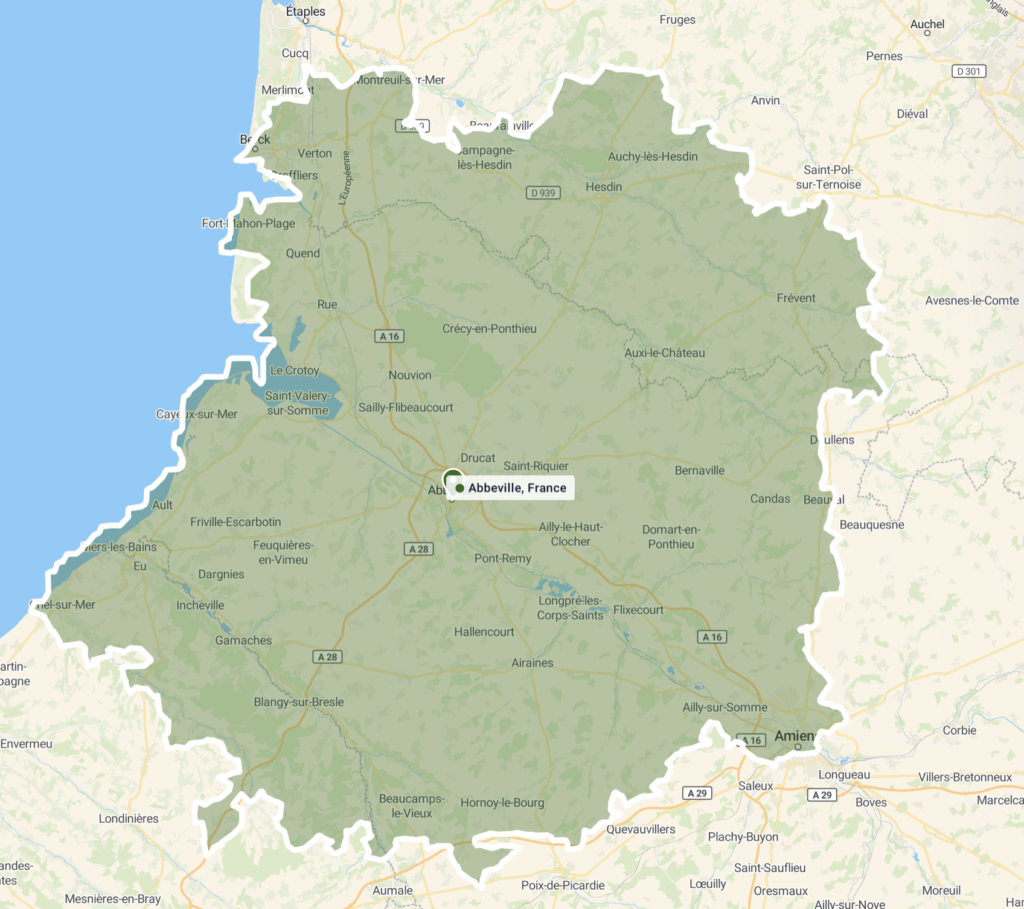 Zone d'intervention autour d'Abbeville
