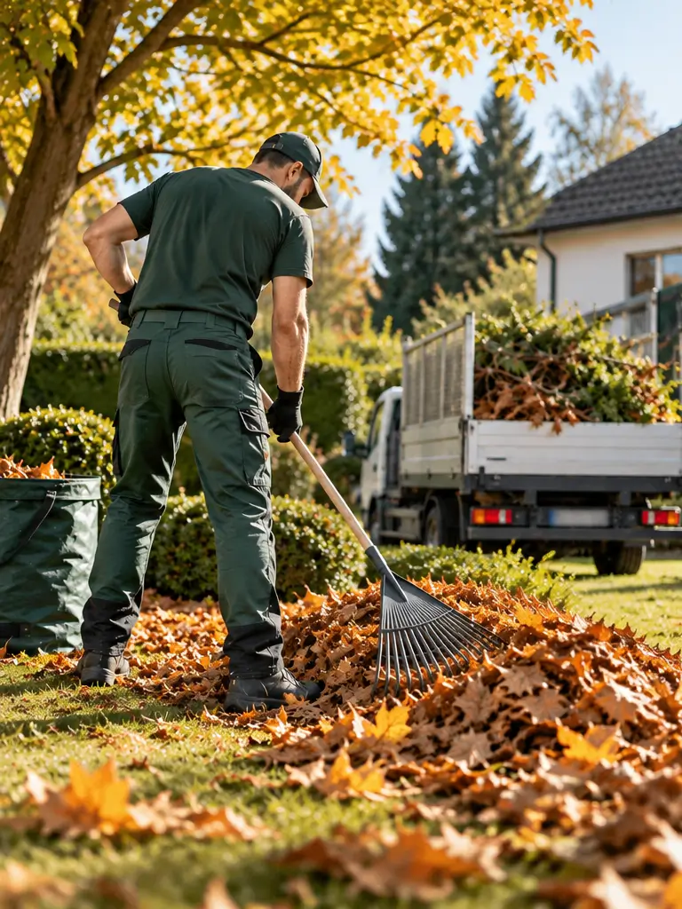 Ramassage des feuilles et évacuation des camions à Longpré-les-Corps-Saints.