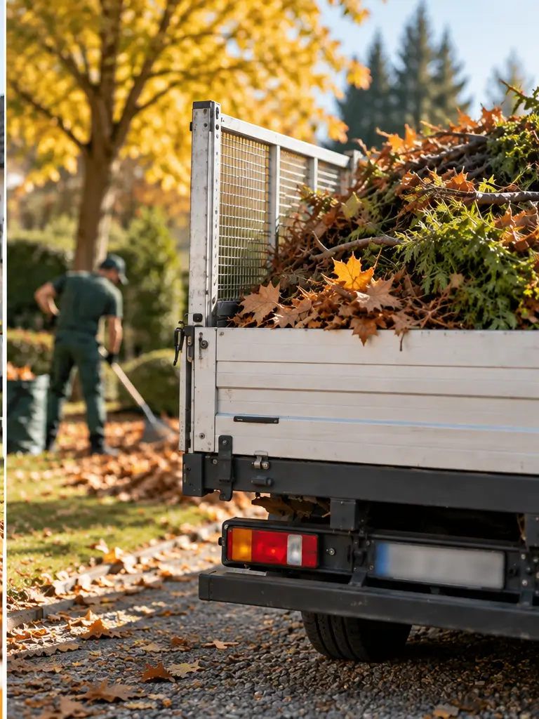 Ramassage des feuilles et évacuation des camions à Longpré-les-Corps-Saints.